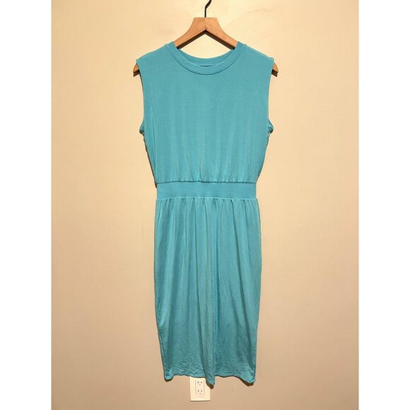 Athleta Santorini Cinch Midi Dress Turquoise Women's Size Small - Picture 4 of 10
